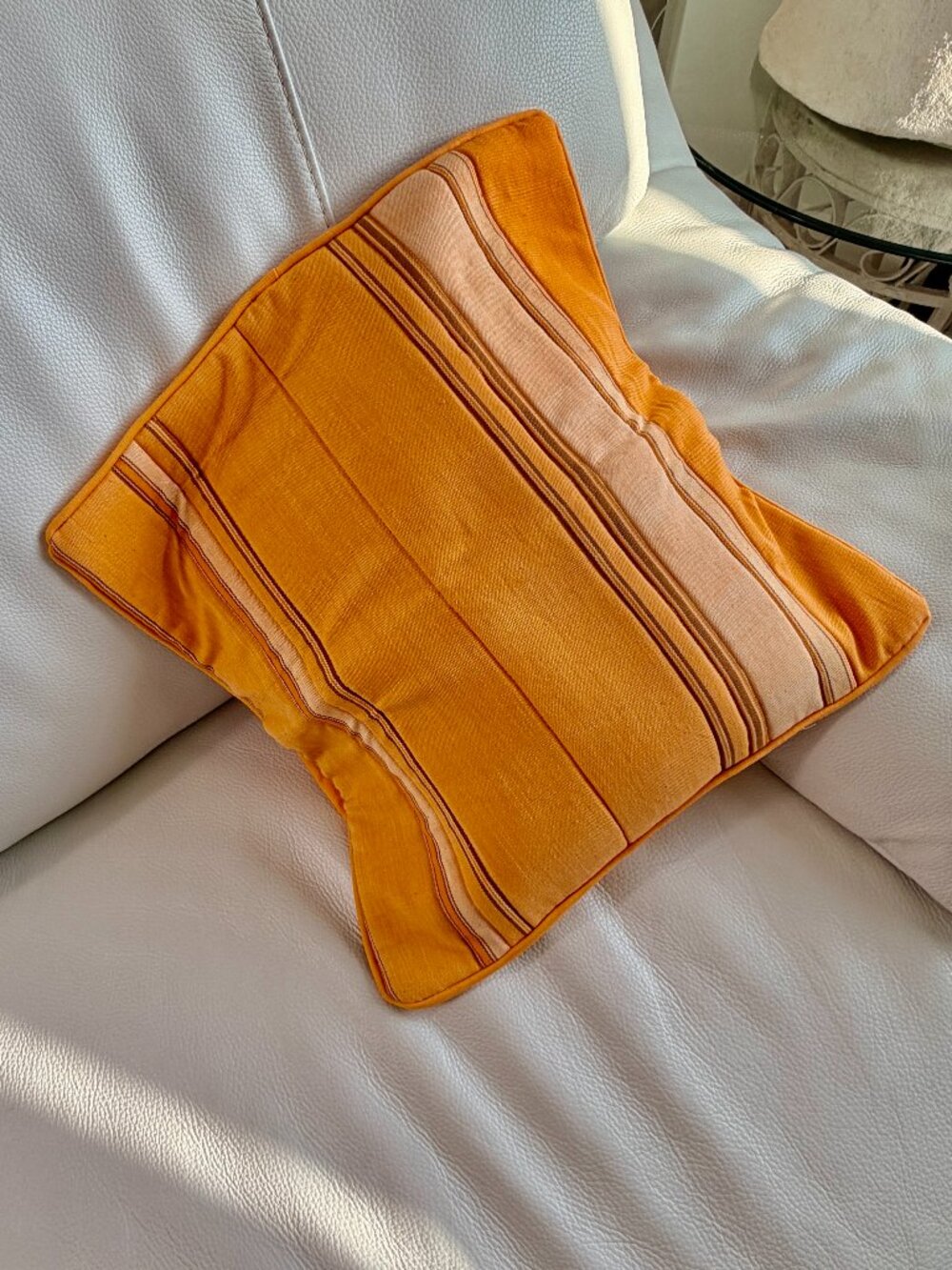 Nepalese Handwoven Gold Quilted Pillow Cover 16" X16"